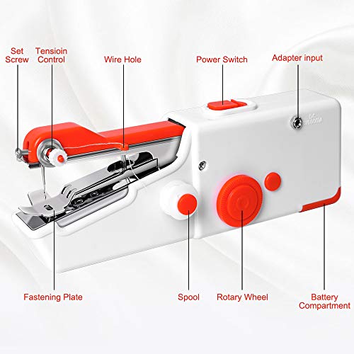 Máquina de Coser Portátil, Mini Máquina de Coser Eléctrica Portátil para Principiantes y Adultos, Fácil de Usar y Puntada Rápida Adecuada para Ropa, Telas, Cortinas, Bricolaje para Viajes en Casa Máquina de Coser Portátil, Mini Máquina de Coser Eléctrica Portátil para Principiantes y Adultos, Fácil de Usar y Puntada Rápida Adecuada para Ropa, Telas, Cortinas, Bricolaje para Viajes en Casa