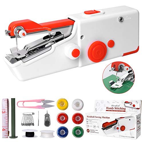 Máquina de Coser Portátil, Mini Máquina de Coser Eléctrica Portátil para Principiantes y Adultos, Fácil de Usar y Puntada Rápida Adecuada para Ropa, Telas, Cortinas, Bricolaje para Viajes en Casa Máquina de Coser Portátil, Mini Máquina de Coser Eléctrica Portátil para Principiantes y Adultos, Fácil de Usar y Puntada Rápida Adecuada para Ropa, Telas, Cortinas, Bricolaje para Viajes en Casa