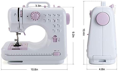 Máquina de coser portátil, mini máquinas de coser eléctricas de reparación para el hogar, 12 puntadas, 2 velocidades con pedal para coser en casa, principiantes, niños