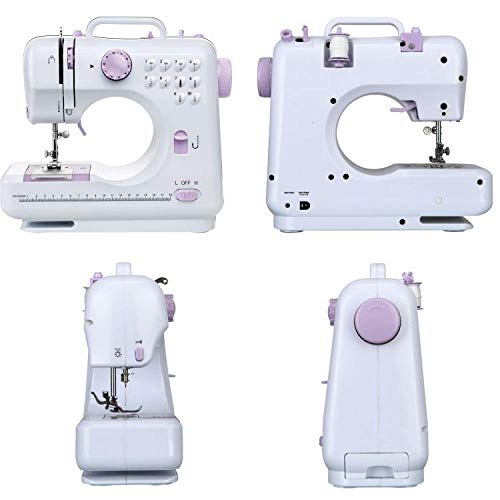 Máquina de coser portátil, mini máquinas de coser eléctricas de reparación para el hogar, 12 puntadas, 2 velocidades con pedal para coser en casa, principiantes, niños