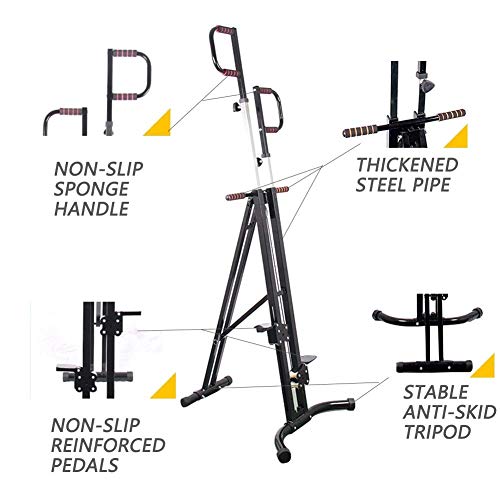 Máquina de Escalada Vertical Escalera de Escalada Equipo de Ejercicio Cardiovascular de Cuerpo Completo Plegado - Altura Ajustable - Diseño Antideslizante - para Oficina en casa