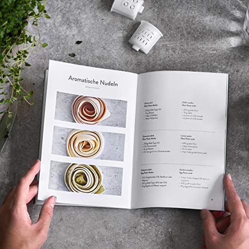 Máquina eléctrica para hacer pasta y fideos, Elaboración automática de pasta fresca y espagueti casero - 7 accesorios, 4,5 kg, con espatula, cepillo de limpieza, y libro de recetas Máquina eléctrica para hacer pasta y fideos, Elaboración automática de pasta fresca y espagueti casero - 7 accesorios, 4,5 kg, con espatula, cepillo de limpieza, y libro de recetas