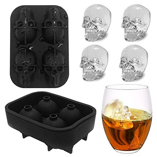 Máquina Para Hacer Cubitos De Hielo De Calavera, Barra De Bandeja De Hielo De Silicona De Grado Alimenticio Molde Para Cubitos De Hielo Creativo De Bricolaje Adecuado Para Whisky, Cóctel