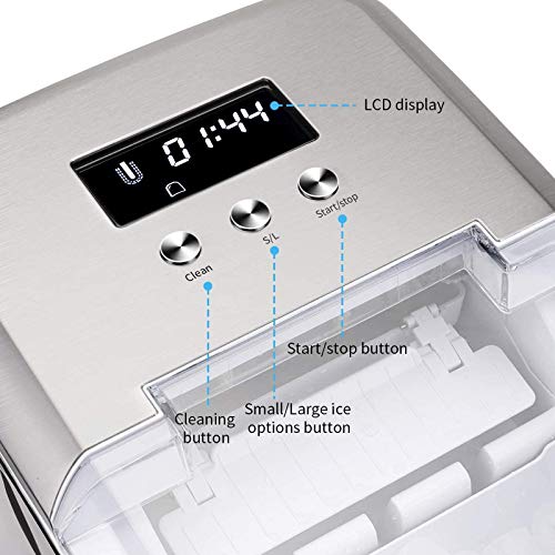 Máquina para Hacer Hielo, morpilot Fabricadora de Hielo, Cubitos 2 Tamaños Pequeño/Grande, Producción en 7-8 Minutos, Hace 12KG/24 Horas, Pantalla LCD, Apagado Automático, Silencio, Autolavado, 2.1L Máquina para Hacer Hielo, morpilot Fabricadora de Hielo, Cubitos 2 Tamaños Pequeño/Grande, Producción en 7-8 Minutos, Hace 12KG/24 Horas, Pantalla LCD, Apagado Automático, Silencio, Autolavado, 2.1L