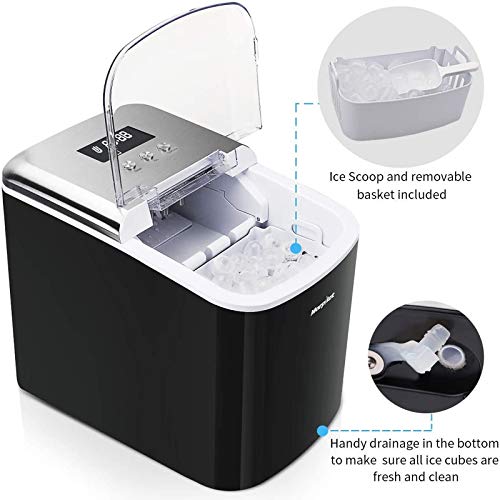 Máquina para Hacer Hielo, morpilot Fabricadora de Hielo, Cubitos 2 Tamaños Pequeño/Grande, Producción en 7-8 Minutos, Hace 12KG/24 Horas, Pantalla LCD, Apagado Automático, Silencio, Autolavado, 2.1L Máquina para Hacer Hielo, morpilot Fabricadora de Hielo, Cubitos 2 Tamaños Pequeño/Grande, Producción en 7-8 Minutos, Hace 12KG/24 Horas, Pantalla LCD, Apagado Automático, Silencio, Autolavado, 2.1L