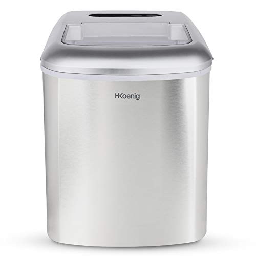Máquina silenciosa para Hacer Hielo, 120 W, Capacidad 12 kg, Entre 10 y 13 Minutos, 2 Tamaños de Cubitos, Gris, Acero Inoxidable. H.Koenig_KB20 Máquina silenciosa para Hacer Hielo, 120 W, Capacidad 12 kg, Entre 10 y 13 Minutos, 2 Tamaños de Cubitos, Gris, Acero Inoxidable. H.Koenig_KB20