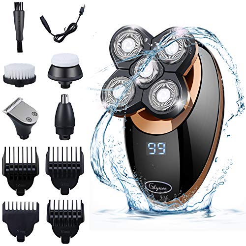 Maquinilla De Afeitar, Afeitadora Corporal EléCtrica Para Hombre Impermeable, Glynee 5 en 1 USB Recargable Húmedo & Seco Afeitadora de Cabeza Calva Cortapelos Recortador de Barba Maquinilla De Afeitar, Afeitadora Corporal EléCtrica Para Hombre Impermeable, Glynee 5 en 1 USB Recargable Húmedo & Seco Afeitadora de Cabeza Calva Cortapelos Recortador de Barba