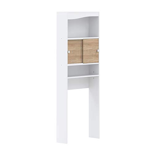 Marca Amazon - AmazonBasics - Mueble de baño, 96 x 43,1 x 12cm (largo x ancho x alto), roble y blanco