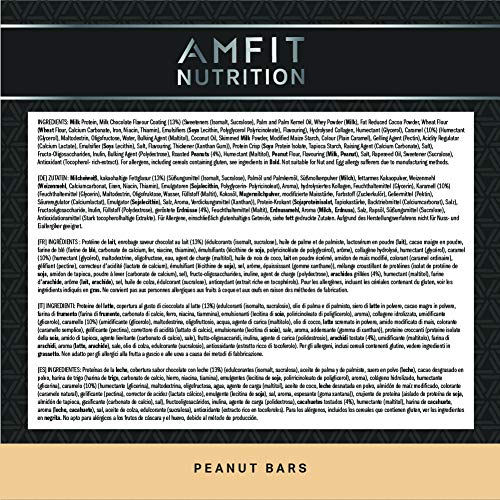 Marca Amazon - Amfit Nutrition Barra de proteína baja en azúcar (19,5gr proteina, 1,7gr azúcar), Cacahuete, Pack de 12 (12x60g) Marca Amazon - Amfit Nutrition Barra de proteína baja en azúcar (19,5gr proteina, 1,7gr azúcar), Cacahuete, Pack de 12 (12x60g)