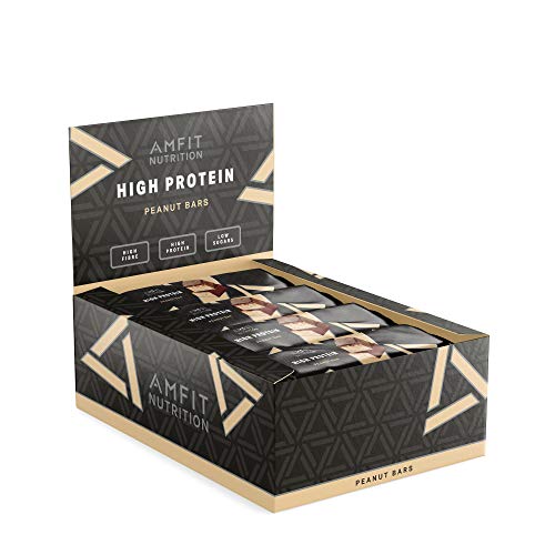 Marca Amazon - Amfit Nutrition Barra de proteína baja en azúcar (19,5gr proteina, 1,7gr azúcar), Cacahuete, Pack de 12 (12x60g) Marca Amazon - Amfit Nutrition Barra de proteína baja en azúcar (19,5gr proteina, 1,7gr azúcar), Cacahuete, Pack de 12 (12x60g)