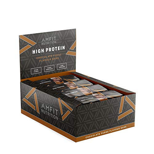 Marca Amazon - Amfit Nutrition Barrita de proteína baja en azúcar (19,6gr proteina - 0,8gr azúcar) - fondant de chocolate - Pack de 12 (12x60g)