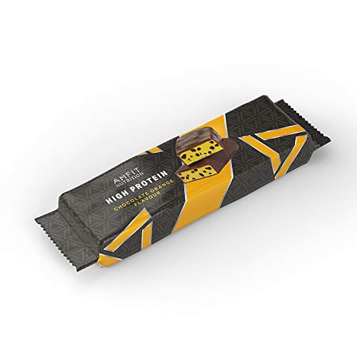 Marca Amazon - Amfit Nutrition Barrita de proteína baja en azúcar (19,8gr proteina - 2.1gr azúcar) - chocolate y naranja - Pack de 12 (12x60g) Marca Amazon - Amfit Nutrition Barrita de proteína baja en azúcar (19,8gr proteina - 2.1gr azúcar) - chocolate y naranja - Pack de 12 (12x60g)