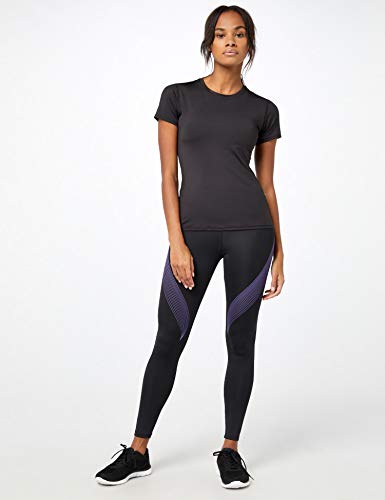 Marca Amazon - AURIQUE Bal181la18 - leggings deporte mujer Mujer, Negro (Black/Dahlia Purple), 38, Label:S