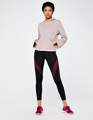 Marca Amazon - AURIQUE Bal181la18 - leggings deporte mujer Mujer, Negro (Black/love Potion), 42, Label:L