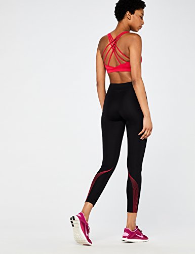 Marca Amazon - AURIQUE Bal181la18 - leggings deporte mujer Mujer, Negro (Black/love Potion), 42, Label:L