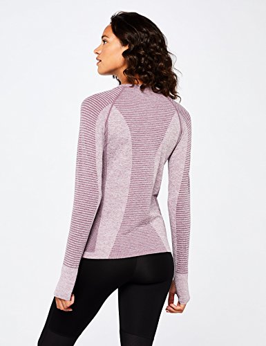 Marca Amazon - AURIQUE Camiseta Deportiva de Manga Larga sin Costuras Mujer, Morado (Purple Gumdrop Marl), 42, Label:L