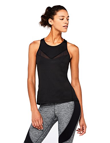 Marca Amazon - AURIQUE Camiseta Deportiva de Tirantes Mujer, Negro (Black), 42, Label:L