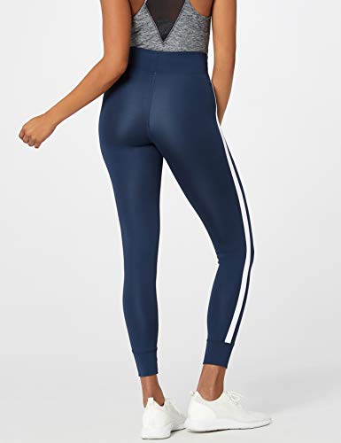 Marca Amazon - AURIQUE Leggings de Deporte con Banda Lateral Mujer, Azul (Dress Blue), 38, Label:S