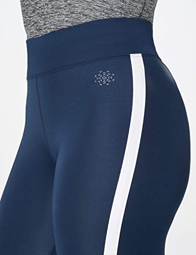 Marca Amazon - AURIQUE Leggings de Deporte con Banda Lateral Mujer, Azul (Dress Blue), 38, Label:S