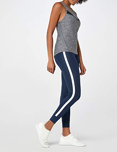 Marca Amazon - AURIQUE Leggings de Deporte con Banda Lateral Mujer, Azul (Dress Blue), 38, Label:S