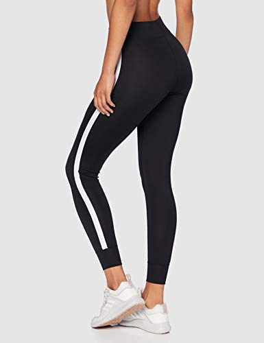 Marca Amazon - AURIQUE Leggings de Deporte con Banda Lateral Mujer, Negro (Black), 40, Label:M Marca Amazon - AURIQUE Leggings de Deporte con Banda Lateral Mujer, Negro (Black), 40, Label:M
