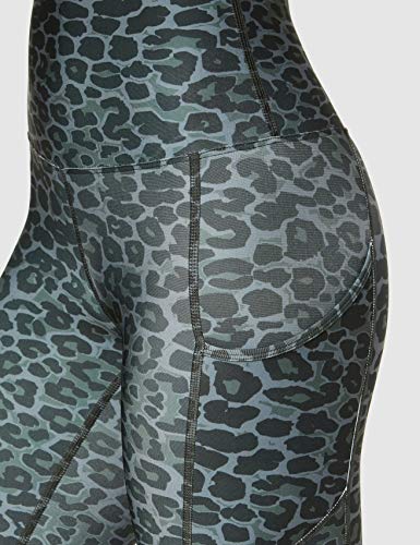 Marca Amazon - AURIQUE Mallas de Deporte Estampadas con Tiro Alto Mujer, Gris (Animal Print), 38, Label:S