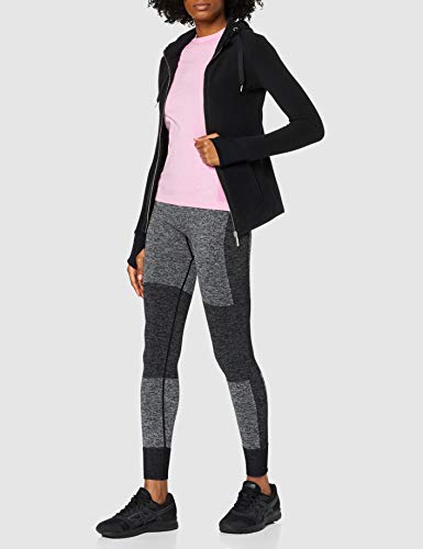 Marca Amazon - AURIQUE Mallas de Deporte sin Costuras de Tiro Alto Mujer, Negro (Black), 42, Label:L