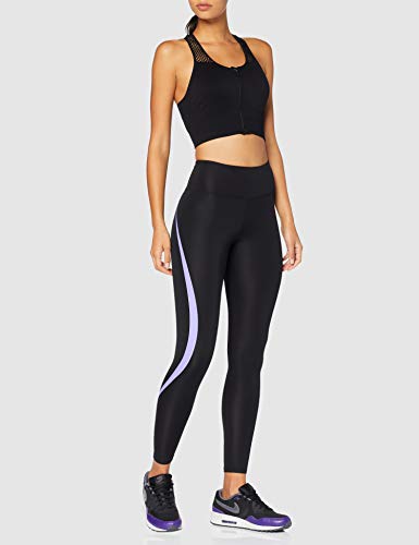 Marca Amazon - AURIQUE Mallas de Deporte Tiro Alto Mujer, Negro (Black/Dahlia Purple), 36, Label:XS Marca Amazon - AURIQUE Mallas de Deporte Tiro Alto Mujer, Negro (Black/Dahlia Purple), 36, Label:XS