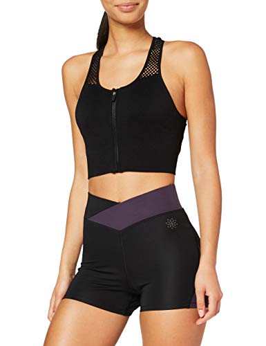 Marca Amazon - AURIQUE Shorts de Deporte Mujer, Negro (Black/Nightshade), 42, Label:L