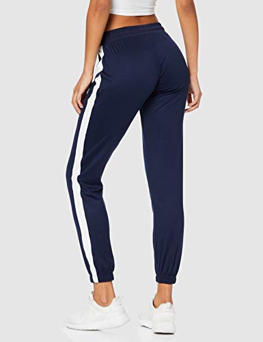 Marca Amazon - AURIQUE Straight Leg Jogger - Pantalones de deporte Mujer, Azul (azul marino / blanco), 38, Label:S