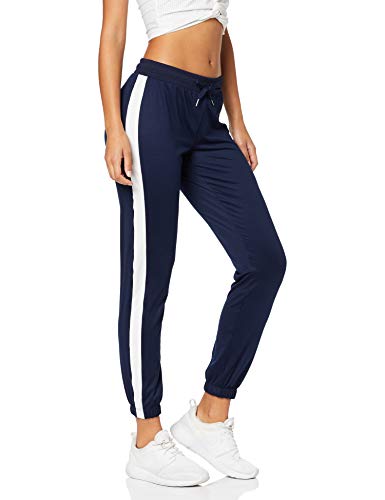 Marca Amazon - AURIQUE Straight Leg Jogger - Pantalones de deporte Mujer, Azul (azul marino / blanco), 38, Label:S