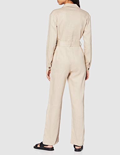 Marca Amazon - find. Mono de Lino Casual con Manga Larga Mujer, Beige (Natural), 48, Label: 3XL Marca Amazon - find. Mono de Lino Casual con Manga Larga Mujer, Beige (Natural), 48, Label: 3XL