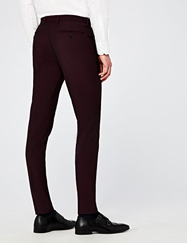 Marca Amazon - find. Pantalón de Traje Ajustado Hombre, Rojo (Burgundy), 34W / 31L, Label: 34W / 31L