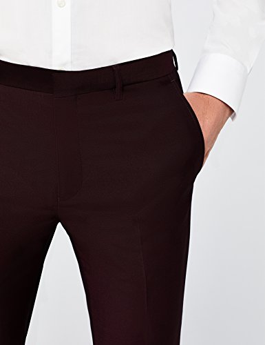 Marca Amazon - find. Pantalón de Traje Ajustado Hombre, Rojo (Burgundy), 34W / 31L, Label: 34W / 31L