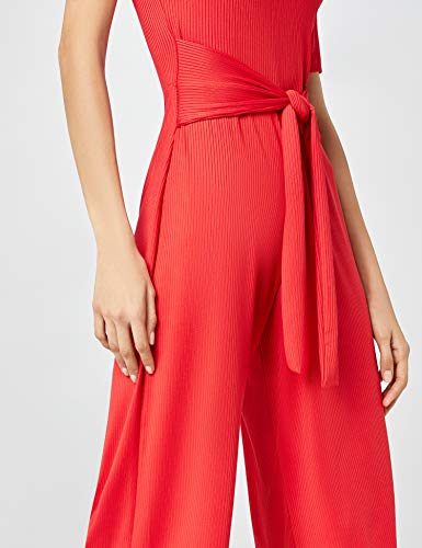 Marca Amazon - find. Rib Cropped Jumpsuit_18AMA040 - Jumpsuit Mujer, Rojo (ROJO), 38, Label: S