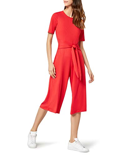 Marca Amazon - find. Rib Cropped Jumpsuit_18AMA040 - Jumpsuit Mujer, Rojo (ROJO), 38, Label: S