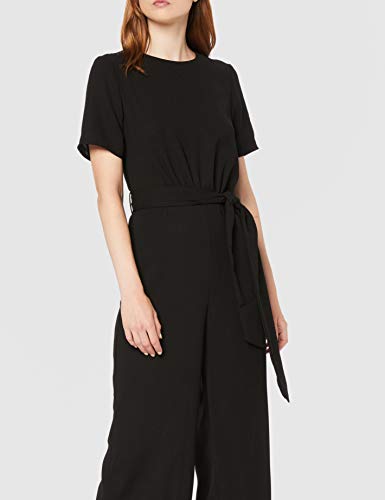 Marca Amazon - find. Short Sleeve Tie Waist Mono Mujer, Negro (Black), 48, Label: 3XL Marca Amazon - find. Short Sleeve Tie Waist Mono Mujer, Negro (Black), 48, Label: 3XL