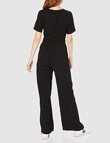 Marca Amazon - find. Short Sleeve Tie Waist Mono Mujer, Negro (Black), 48, Label: 3XL Marca Amazon - find. Short Sleeve Tie Waist Mono Mujer, Negro (Black), 48, Label: 3XL