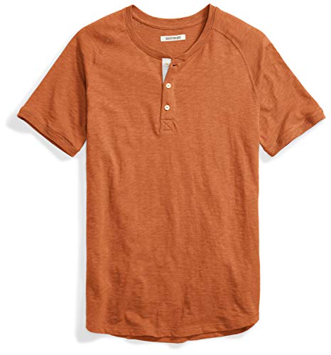 Marca Amazon - Goodthreads â Camiseta estilo Henley de algodĂłn flameado de manga corta, ligera para hombre, Naranja (Rust), US M (EU M) Marca Amazon - Goodthreads â Camiseta estilo Henley de algodĂłn flameado de manga corta, ligera para hombre, Naranja (Rust), US M (EU M)