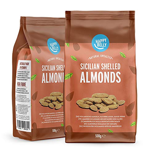 Marca Amazon - Happy Belly Almendras sicilianas sin cáscara 2x500g