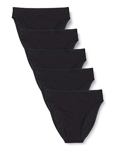 Marca Amazon - IRIS & LILLY Braguita para Mujer Pack de 5, Negro (Black), XL