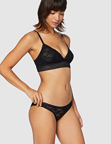 Marca Amazon - IRIS & LILLY Braguitas de Encaje Estilo Bikini Mujer, Pack de 2, Multicolor (White/Black), XS, Label: XS