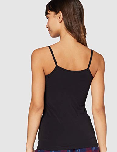 Marca Amazon - IRIS & LILLY Camiseta de Tirantes Body Natural para Mujer, Pack de 2, 2 x Negro, M, Label: M