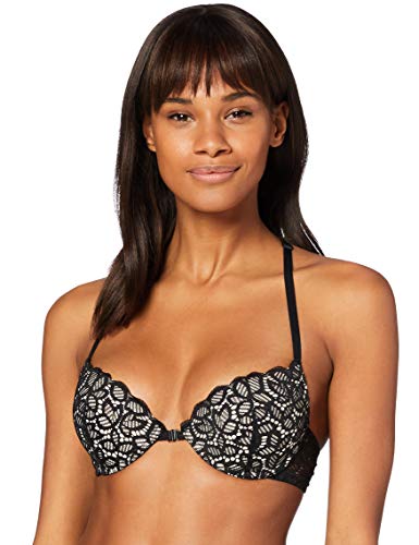 Marca Amazon - IRIS & LILLY Sujetador con Push-up Mujer, Negro (Black Beauty), 100A, Label: 38A