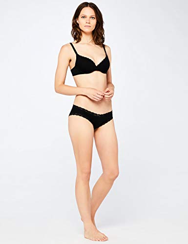 Marca Amazon - IRIS & LILLY Sujetador de Algodón Media Copa Mujer, Negro (Schwarz), 100A, Label: 38A Marca Amazon - IRIS & LILLY Sujetador de Algodón Media Copa Mujer, Negro (Schwarz), 100A, Label: 38A