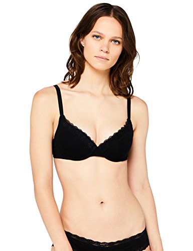 Marca Amazon - IRIS & LILLY Sujetador de Algodón Media Copa Mujer, Negro (Schwarz), 100A, Label: 38A Marca Amazon - IRIS & LILLY Sujetador de Algodón Media Copa Mujer, Negro (Schwarz), 100A, Label: 38A