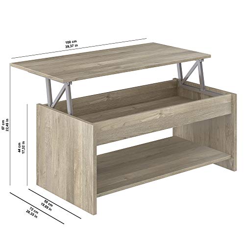 Marca Amazon - Movian Aggol Modern - Mesa de centro elevable con balda inferior, 50 x 100 x 44 cm (Efecto Roble)