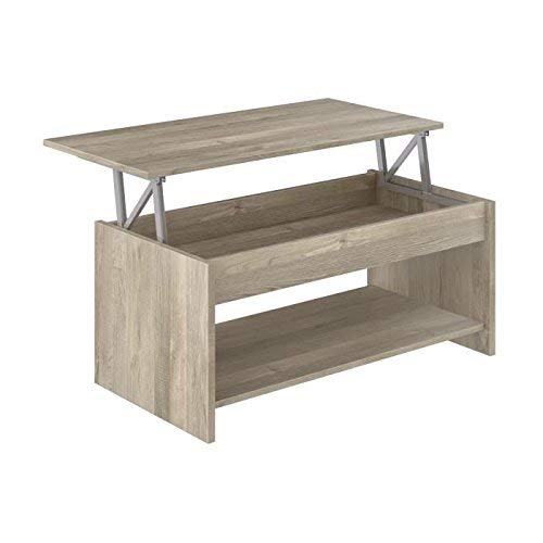 Marca Amazon - Movian Aggol Modern - Mesa de centro elevable con balda inferior, 50 x 100 x 44 cm (Efecto Roble)