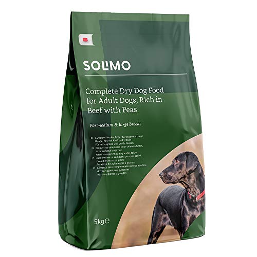 Marca Amazon - Solimo - Alimento seco completo para perro adulto rico en vacuno con guisantes, 1 Pack de 5 kg Marca Amazon - Solimo - Alimento seco completo para perro adulto rico en vacuno con guisantes, 1 Pack de 5 kg