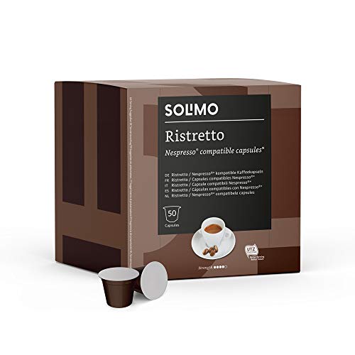 Marca Amazon - Solimo Cápsulas Ristretto, compatibles con Nespresso - 100 cápsulas (2 x 50)